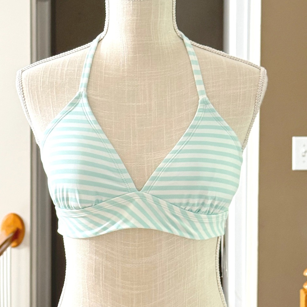 Carve Designs Dahlia Top Regatta Mint Green White Striped Strappy Bikini Swim M